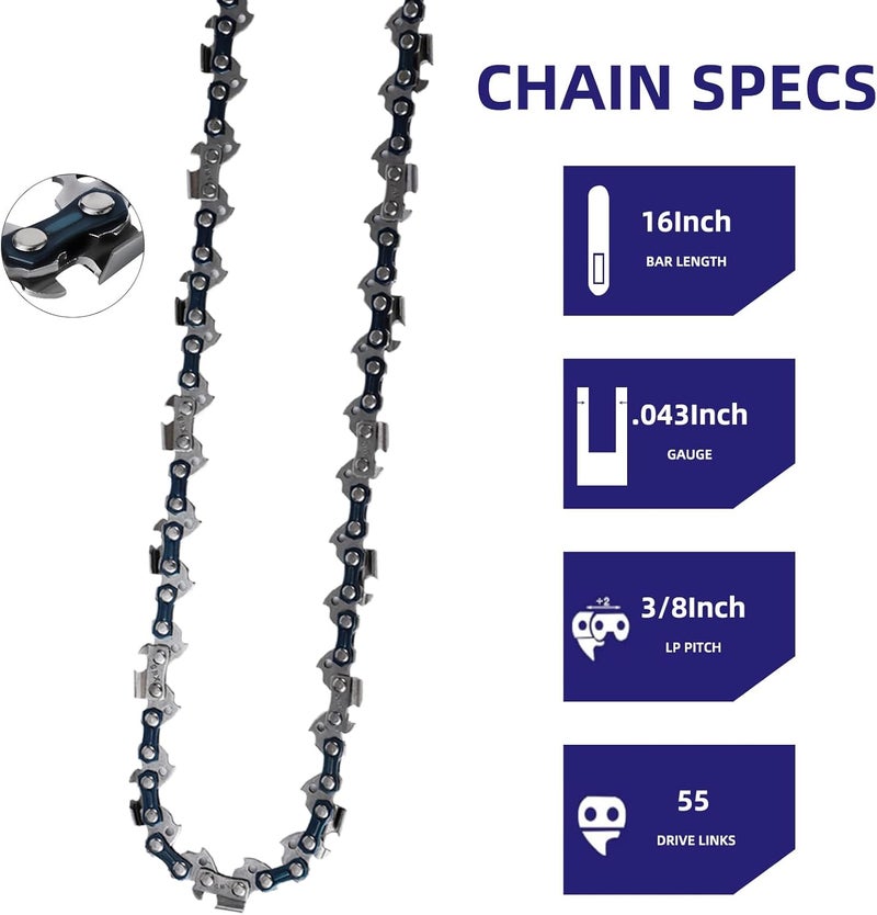 GSSHBR 5 Pack 16 Inch Chainsaw Chain 55 Drive Links .043" Gauge, 3/8" Pitch Replacement Chains Compatible with Stihl MS170, MS171, MS180c - Image 4